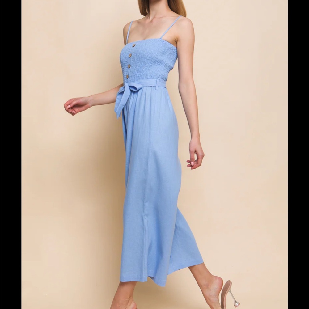 Love Tree Light Blue Jumpsuit - Picture 1 of 7